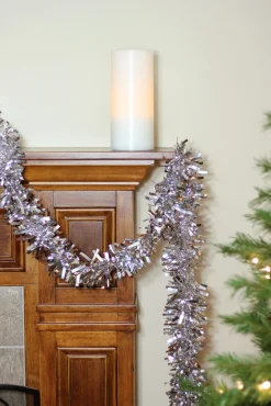 Unlit Garland*Northlight 50' Shiny Silver Wide Cut Christmas Tinsel Garland - Unlit