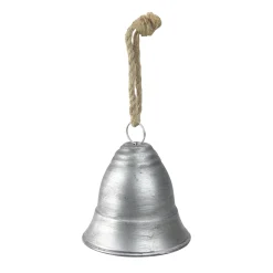 Melrose Bells & Jingle Buddies>8.5" Silver And Beige Country Rustic Hanging Christmas Bell
