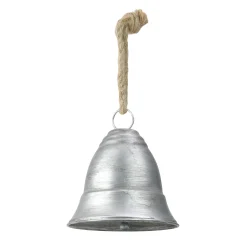 Melrose Bells & Jingle Buddies>8.5" Silver And Beige Country Rustic Hanging Christmas Bell
