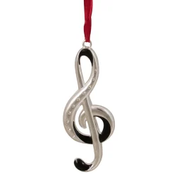 Northlight Entertainment>4" Silver And Black Clef Music Note European Crystals Christmas Ornament