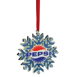 Northlight Snowflakes>3.5" Silver And Blue Pepsi Logo Snowflake Christmas Ornament