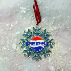 Northlight Snowflakes>3.5" Silver And Blue Pepsi Logo Snowflake Christmas Ornament