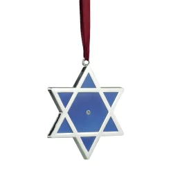 Northlight Stars>3" Silver And Blue Shiny Star Of David European Crystal Hanukkah Ornament