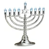 Rite Lite 11.5" Silver And Blue Traditional Led Electric Hanukkah Menorah