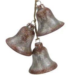 Northlight Bells & Jingle Buddies>5" Silver And Brown String Of Bells Glass Christmas Ornament
