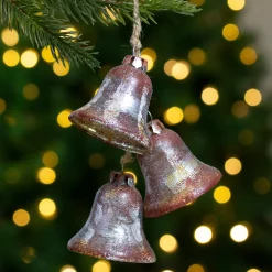 Northlight Bells & Jingle Buddies>5" Silver And Brown String Of Bells Glass Christmas Ornament