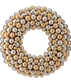 Shatterproof Ball Wreaths*Contemporary Home Living 24" Silver And Gold Deluxe Mixed Ball Artificial Christmas Wreath