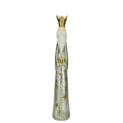 Nativities*A & B Floral 23.5" Silver And Gold Distressed Finish King Balthazar Wise Man Christmas Nativity Figurine