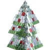 Kurt Adler Trees & Wreaths>5" Silver And Green Mirrored Mosaic Triangular Tiered Christmas Tree Ornament
