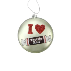 Northlight Licensed>4" Silver And Orange Candy Lane Tootsie Roll Chewy Chocolate Christmas Disc Ornament