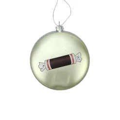 Northlight Licensed>4" Silver And Orange Candy Lane Tootsie Roll Chewy Chocolate Christmas Disc Ornament