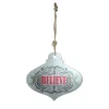 Midwest Finials>14" Silver And Red 'Believe' Onion Wall Hanging Christmas Ornament