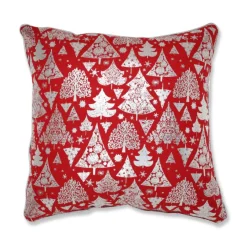 Pillows & Throws*CC Home Furnishings 16.5" Silver And Red Trees Christmas Square Throw Pillow