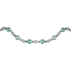 Specialty Garland*Northlight 6' Silver And Seafoam Green 3-Finish Shatterproof Ball Christmas Garland