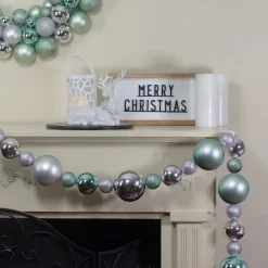 Specialty Garland*Northlight 6' Silver And Seafoam Green 3-Finish Shatterproof Ball Christmas Garland