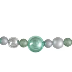 Specialty Garland*Northlight 6' Silver And Seafoam Green 3-Finish Shatterproof Ball Christmas Garland