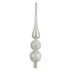 Finial Tree Toppers*Northlight 14.75" Silver And White Glitter Glass Finial Christmas Tree Topper