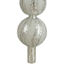 Finial Tree Toppers*Northlight 14.75" Silver And White Glitter Glass Finial Christmas Tree Topper