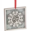 Midwest Snowflakes>5" Silver And White Glittered Snowflake Framed Christmas Ornament