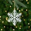 Northlight Snowflakes>5.5" Silver And White Metal Snowflake Christmas Ornament On Jute Rope