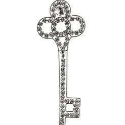 Allstate Victorian>10" Silver Antique Finish Rhinestone Embellished Key Christmas Ornament