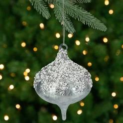 Northlight Pendants & Drops>5.25" Silver Beads And Sequins Glass Onion Christmas Ornament