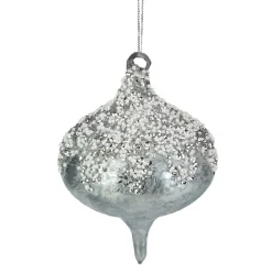 Northlight Pendants & Drops>5.25" Silver Beads And Sequins Glass Onion Christmas Ornament