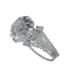 Allstate Fashion & Beauty>3" Silver Diva Glitter Faux Diamond Three Band Wedding Ring Christmas Ornament