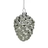 Northlight Pine Cones>3.5" Silver Glass Beaded Pine Cone Christmas Ornament