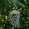 Northlight Woodland>5" Silver Glitter And Sequins Pine Cone Christmas Ornament