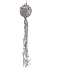 Allstate Balls>2.5" Silver Glitter Christmas Ball Ornament With Tassel