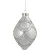 Northlight Finials>5" Silver Glitter Cosmoid Finial Glass Christmas Ornament
