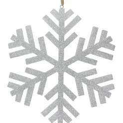 Northlight Snowflakes>11.75" Silver Glitter Drenched Snowflake Christmas Ornament