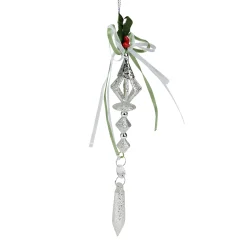 Raz Pendants & Drops>8" Silver Glitter Drenched Regal Christmas Drop Ornament With Pendant