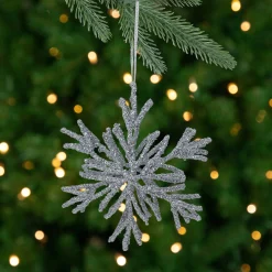 Northlight Snowflakes>7.5" Silver Glitter Snowflake Christmas Ornament