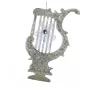 KSA Entertainment>4.5" Silver Glittered Harp With White Bow Musical Instrument Christmas Ornament