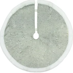 Mini Tree Skirts*Northlight 20" Silver Glittered Mini Christmas Tree Skirt With White Fur Trim