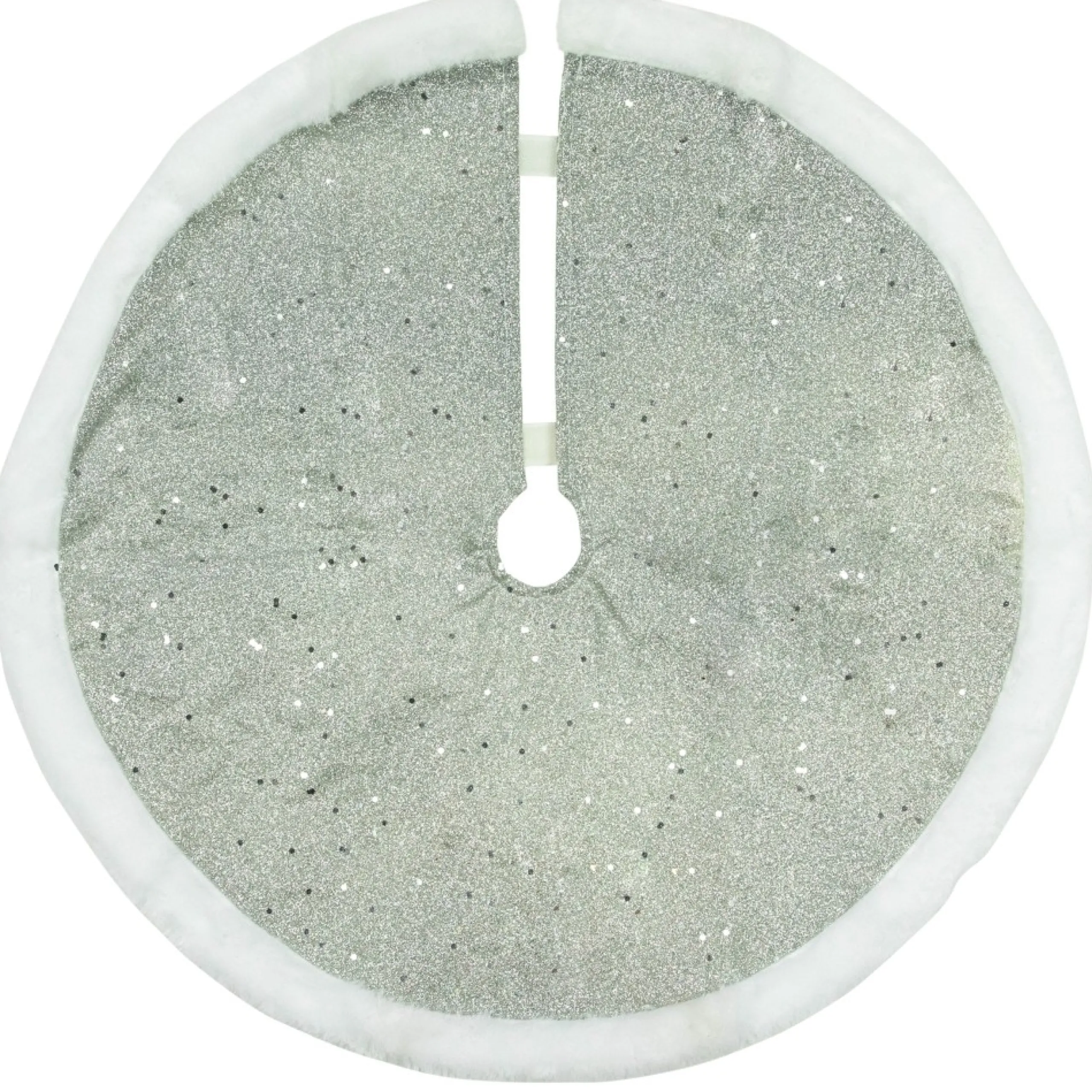 Mini Tree Skirts*Northlight 20" Silver Glittered Mini Christmas Tree Skirt With White Fur Trim