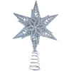 Unlit Tree Toppers*KSA 13" Silver Glittered Snowflake Christmas Tree Topper, Unlit