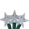 Hofert 25 Silver Led M5 Star Christmas Lights - 8 Ft Green Wire