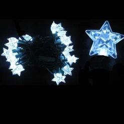 Hofert 25 Silver Led M5 Star Christmas Lights - 8 Ft Green Wire