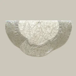 50 Inch And Larger*CC Christmas Decor 60" Silver Metallic Embroidered Christmas Tree Skirt With Sequins Scalloped Edge