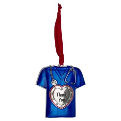 Northlight Occupations>3" Silver Plated Blue Scrubs Christmas Ornament With 11 European Crystals