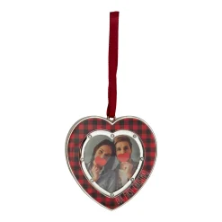 Northlight Photo Frames>3" Silver Plated Buffalo Plaid Heart Shaped Picture Frame Christmas Ornament