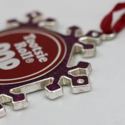 Northlight Licensed>3.5" Silver Plated Pink Snowflake Tootsie Roll Pop Candy Logo Christmas Ornament With European Crystals