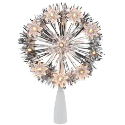 Snowflake Tree Toppers*Northlight 7" Silver Pre-Lit Snowflake Starburst Christmas Tree Topper - Clear Lights