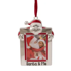 Northlight Santa Claus>3.5" Silver "Santa And Me" Photo Frame Christmas Ornament With Crystals