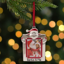 Northlight Santa Claus>3.5" Silver "Santa And Me" Photo Frame Christmas Ornament With Crystals