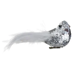 Northlight Animals>6" Silver Sequin Clip On Bird Christmas Ornament