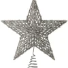 Star Tree Toppers*Contemporary Home Living 13" Silver Sequin Glitter Star Christmas Tree Topper, Unlit